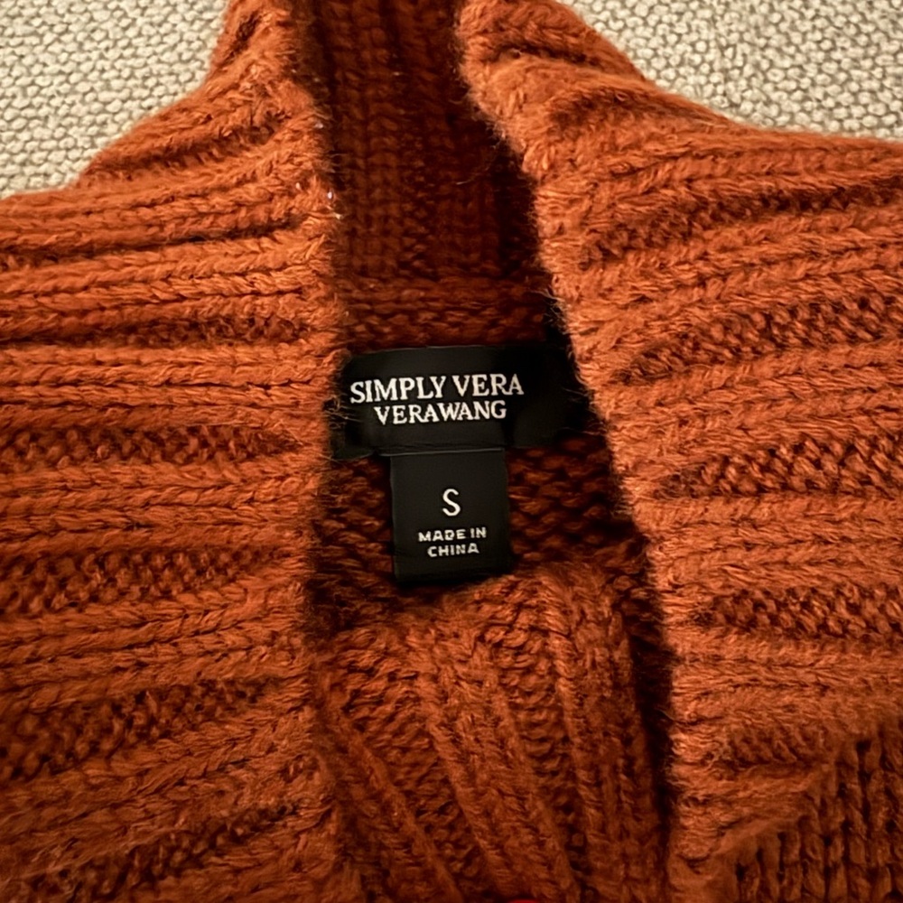 Simply Vera Vera Wang Burnt Orange Turtleneck Detail with Ruching - Size Small - Picture 3 of 3
